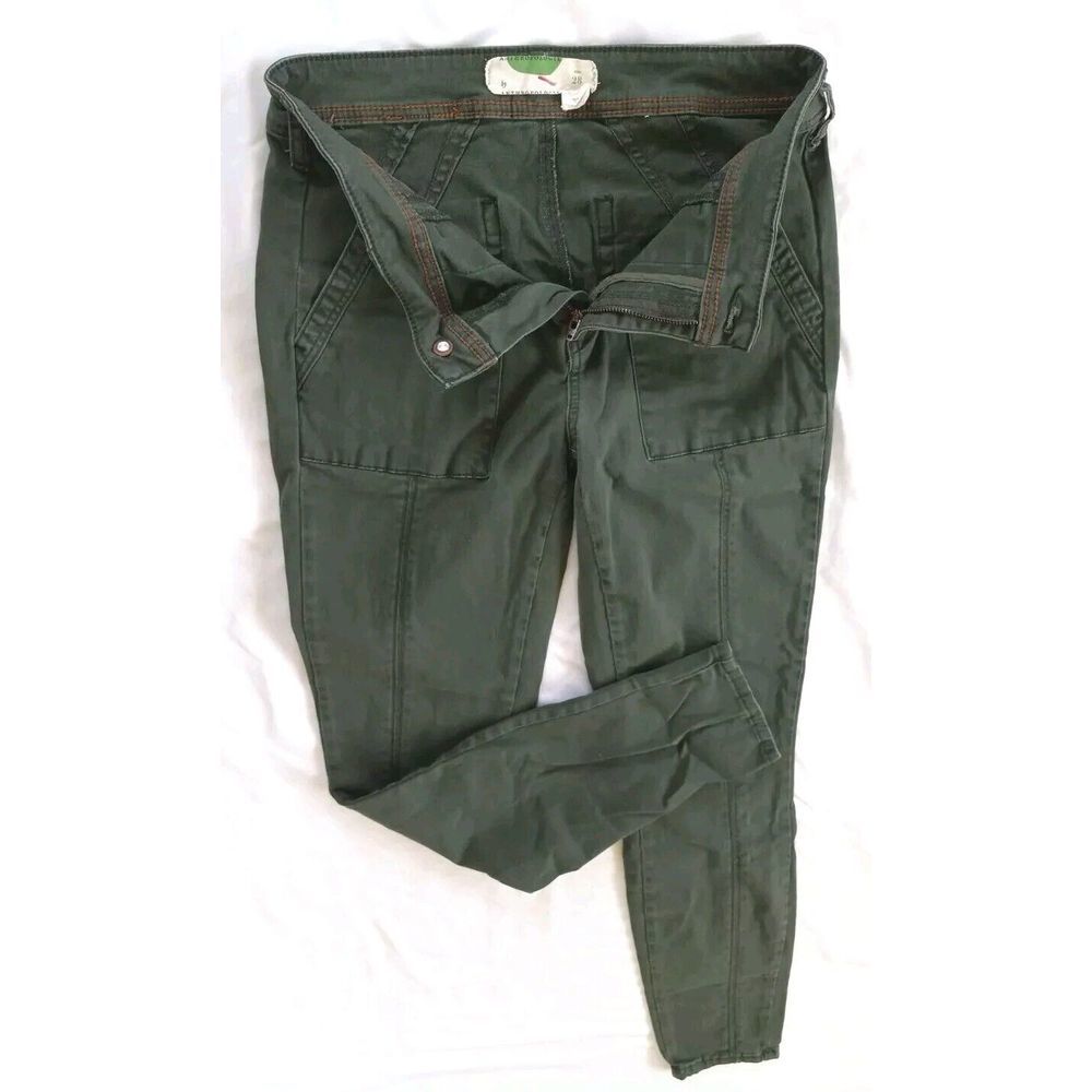 ANTHROPOLOGIE Women's 28 Stretch Shape Skinny Military Green Ankle Pants‎
